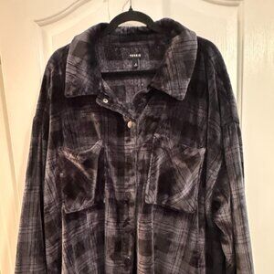 Torrid Plaid Button Front Fleece Shacket Size 4